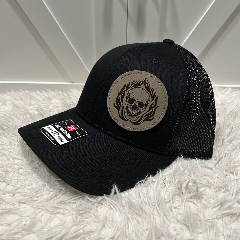 Trucker SnapBack Richardson 112 Hat skull flames